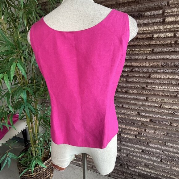 Kasper Bright Pink White Linen Blend Embroidered Scroll Jacket and Shell Outfit - Picture 10 of 12